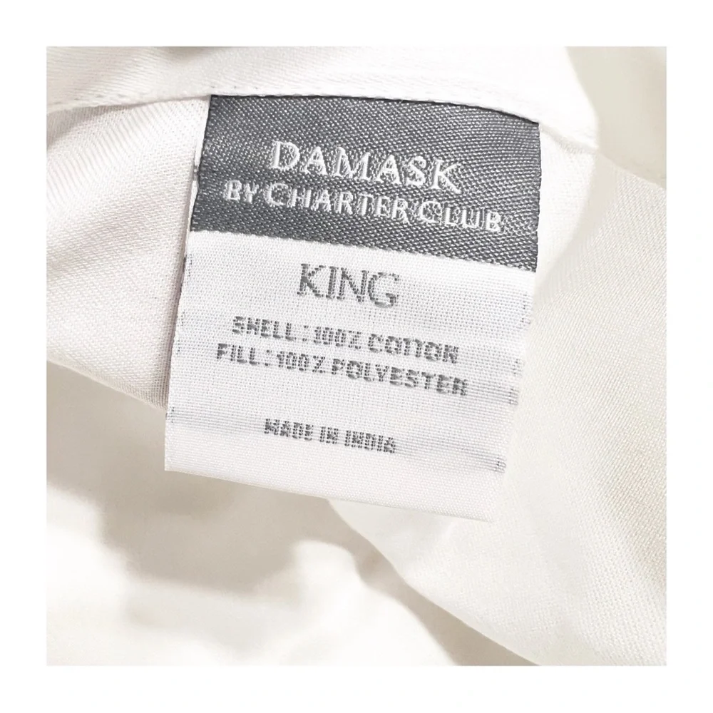 Damask by Charter Club King Elegant White Quilted Bedding Shams NWT Romantic Set
